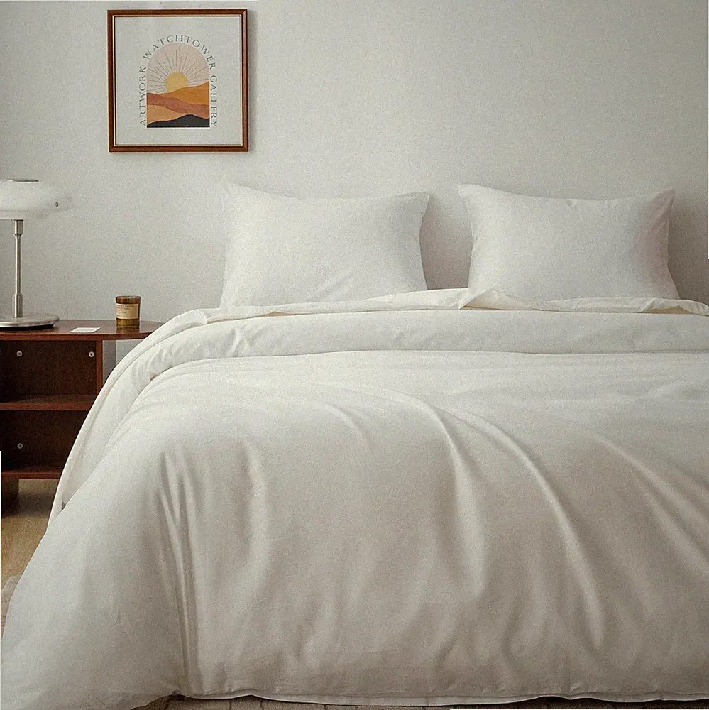 Egyptian Cotton Duvet Cover Queen Size Sateen Weave, Silky Soft and Breathabl...