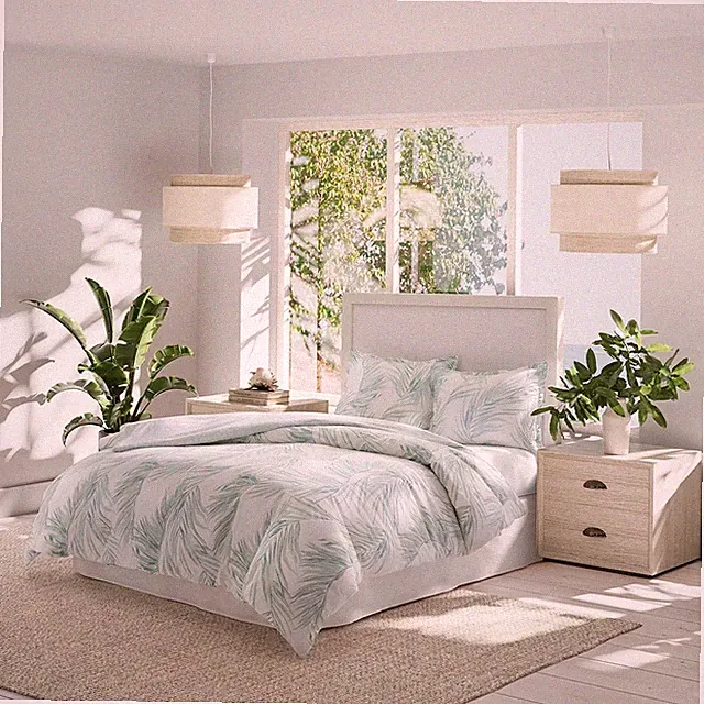 King Cotton Duvet Cover Set Reversible Coastal Bedding Set Shams Green